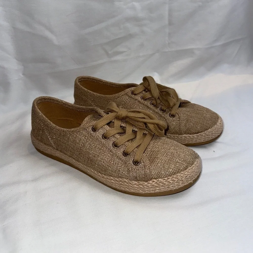 Tommy‎ Bahama galana womens Gold Sparkle Espadrille Sneakers Lace Up Shoes